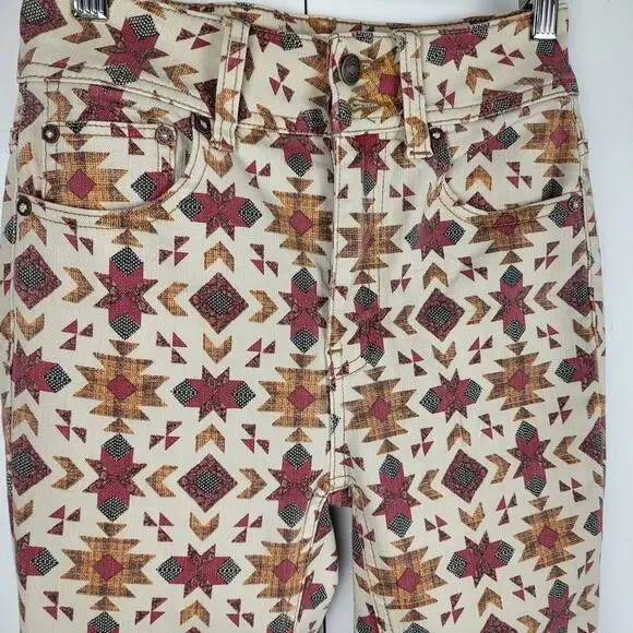 NWOT Free People We The Wild Child Printed Skinny Jeans Raw Hem | Size 25 - Picture 7 of 15